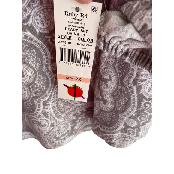 Ruby Rd. Woman Pink & Gray Paisley Ombre Long Sleeve 2X Polyester/Spandex NWT - Picture 7 of 8